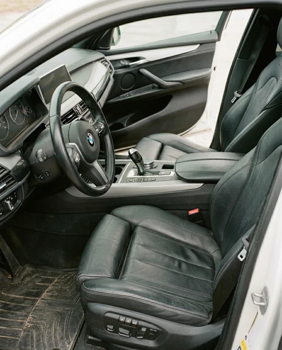 Lived-in leather cabin → deep-cleaned & conditioned — before