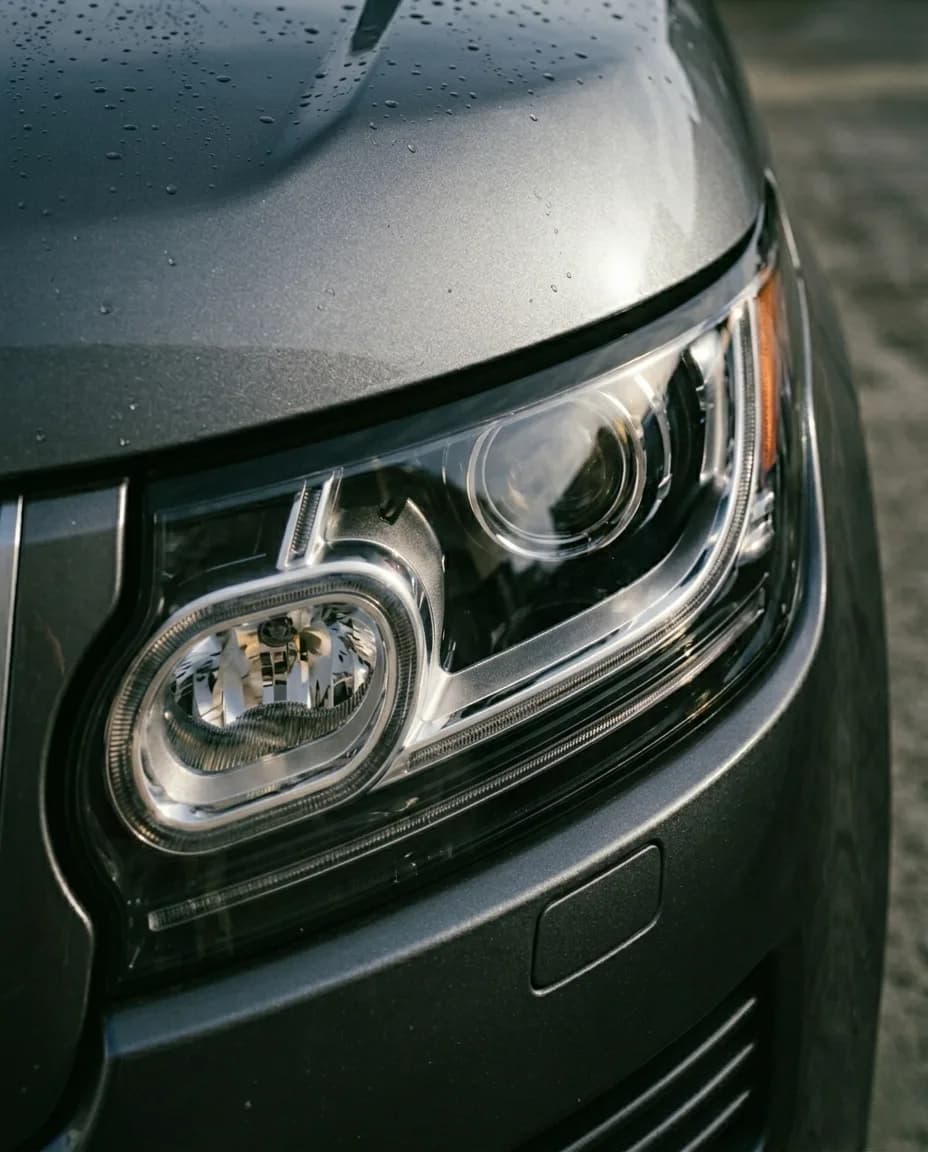 Yellowed, hazy headlight → crystal clear — after