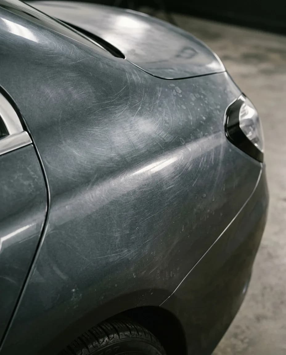 Swirl-marked paint → mirror-gloss correction — before